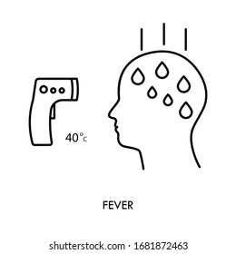 Fever flat icon. Symbol of illness and injury for web design or mobile app. Thin line sign of fever for design logo, visit card, etc. 