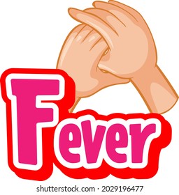 Fever font design with virus spreads from shaking hands on white background illustration