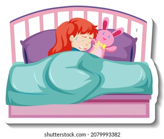 A fever girl shivering in blanket illustration