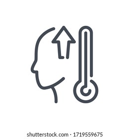 Fever heat line icon. High temperature vector outline sign.