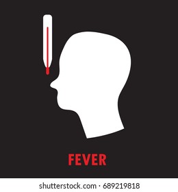 Fever or heat. Logo or icon template in colored flat style isolated on black background. Eps10