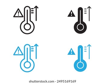 Fever high temperature icon black and white vector outline sign
