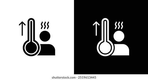 Febre ícone de alta temperatura logotipo linear isolado
