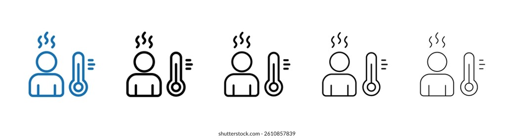 Fever, high temperature icon web design logo set collection in flat vector