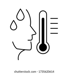 Fever High Temperature Minimalistic Flat Line Outline Stroke Icon Pictogram Symbol