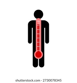 Icono enfermo de alta temperatura de la fiebre aislado en el fondo blanco
