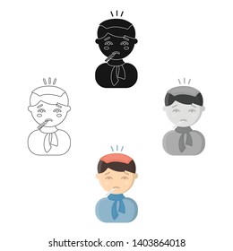 Fever icon cartoon,black. Single sick icon from the big ill, disease cartoon,black.