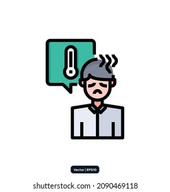 fever Icon. Coronavirus Protection Related Vector Icons. Contains such Icons as Protective Measures, Coronavirus Symptoms, Incubation Period, and more. EPS10