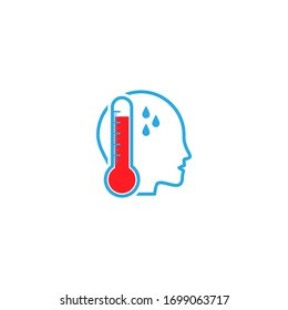 Diseño de iconos de fiebre. signo de temperatura corporal humana. Ilustración del vector