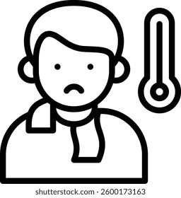 fever icon illustration design with outline, this is not made from any AI generation