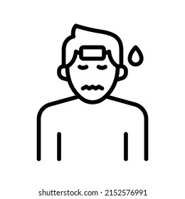 Fever Icon. Line Art Style Design Isolated On White Background
