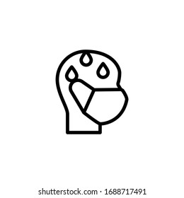 icono de fiebre en lineal, icono de contorno aislado en fondo blanco