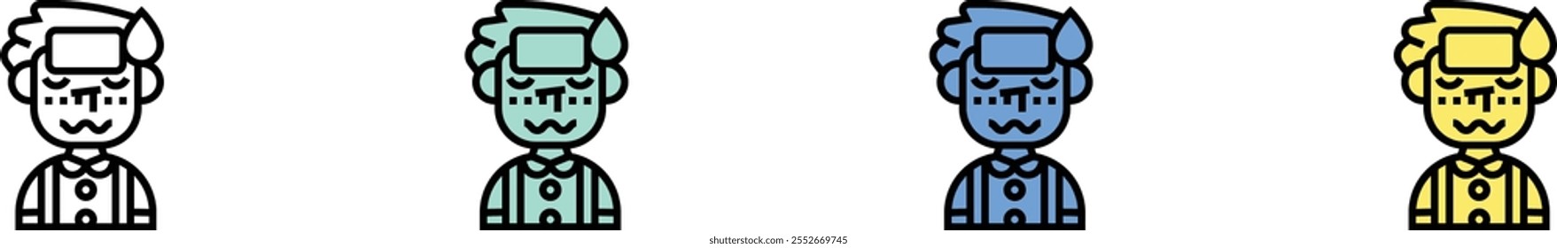fever icon. Outline, Green, Blue and Yellow Style Design Isolated On White Background