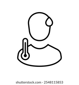 Fever icon Outline set in black and white color