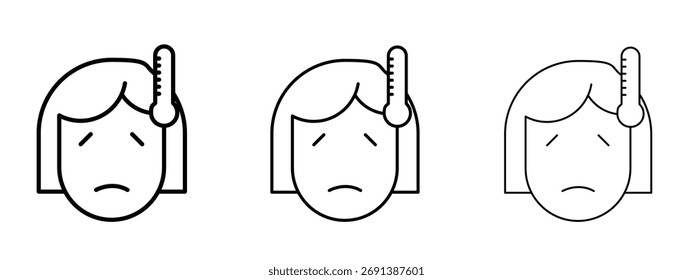 Fever icon in outline stroke style symbol.