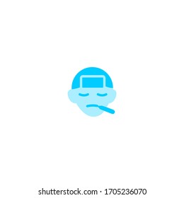 icono de fiebre. simple, plano, azul. icono médico y sanitario. 