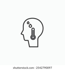 Fever icon in thin outlined.