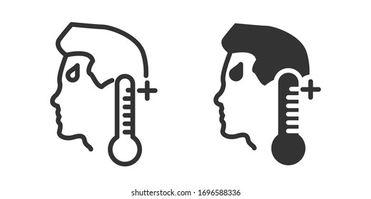 Fever icon in two versions in simple design. Vector illustration