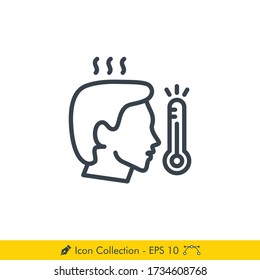 Fever Icon / Vector - In Line / Stroke Design