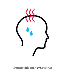 Fever Illness Illustration. Vector Icon Showing a Person with Fever Symptoms. High Temperature and Sweats.