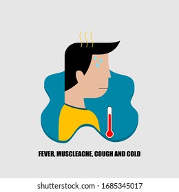 Fever, Muscle ache, Cough and Cold vector Illustration for template design