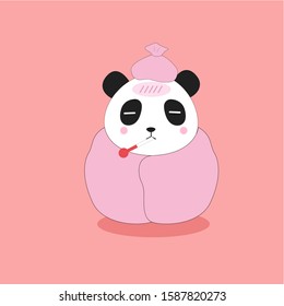 Fever Panda on The Blanket with Thermometer