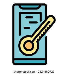 Fever phone icon. Outline fever phone vector icon color flat isolated