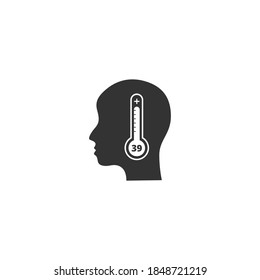 Fever, sick, high temperature icon vector isolated in white background