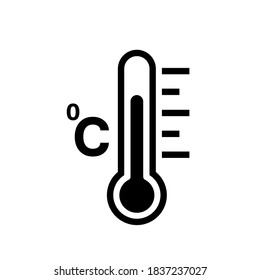 Fever Temperature Black Icon,Vector Illustration, Isolated On White Background Label. EPS10