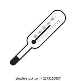 Fever test temperature thermometer icon | Black Vector illustration |