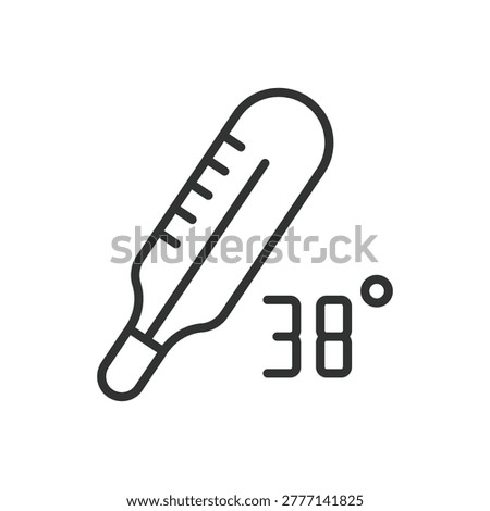 Fever thermometer icon in line design. thermometer, fever, temperature, illness, medical, health, diagnosis on white background vector. Fever thermometer editable stroke icon