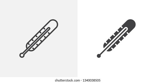 Fever Thermometer icon. line and glyph version, outline and filled vector sign. Medical thermometer linear and full pictogram. Symbol, logo illustration. Different style icons set
