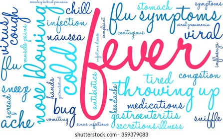 Fever word cloud on a white background.