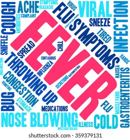 Fever word cloud on a white background.