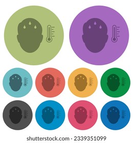Feverish man solid darker flat icons on color round background