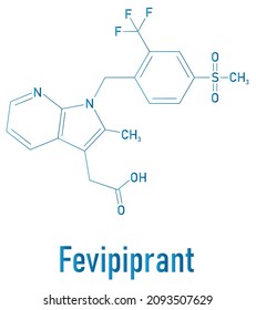 Fevipiprant asthma drug molecule. Skeletal formula.