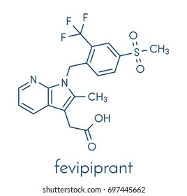 Fevipiprant asthma drug molecule. Skeletal formula.