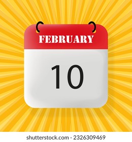 Cartel del 10 de febrero. Burbuja del discurso con texto del 10 de febrero. Concepto de negocio. 3 quinquies ilustración. Fondo de arte pop. Icono de línea de vector para empresas