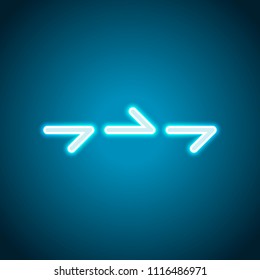 Few arrows, same direction. Linear, thin outline. Neon style. Light decoration icon. Bright electric symbol