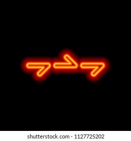 Few arrows, same direction. Linear, thin outline. Orange neon style on black background. Light icon