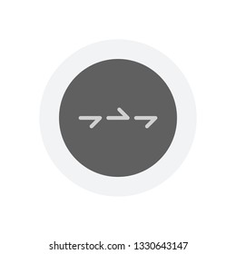 Few arrows, same direction. Linear, thin outline. Icon in colored circle with gray bold border. Web button, modern flat design