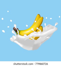 A few bananas in the splashes of fresh milk or cream.