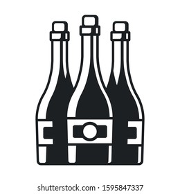 Few bottles of champagne. Vector icon