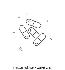 A few capsule pills simple vector line icon. Symbol, pictogram, sign isolated on white background. Editable stroke. Adjust line weight.