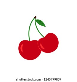A few of cherry icons on the white background