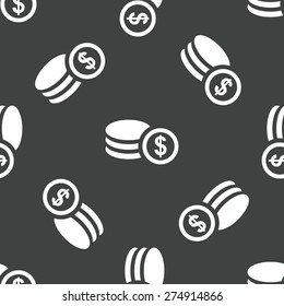 Few coins in rouleau and dollar sign repeated on grey background