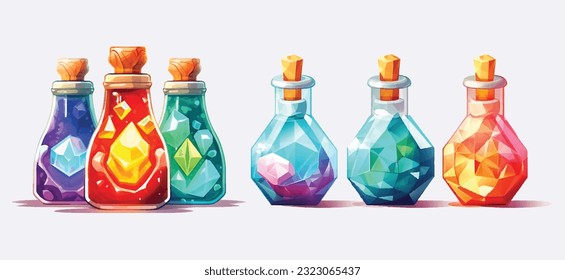 A few colored bottles of alchemy