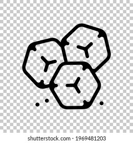A few cubes of sugar, simple icon. Black editable linear symbol on transparent background