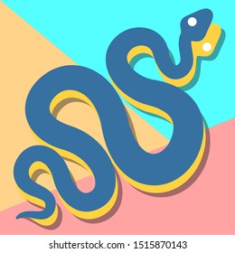 few curving silhouette of snakes colored in blue and yellow on pastel background. can be used to illustrate modern programming language