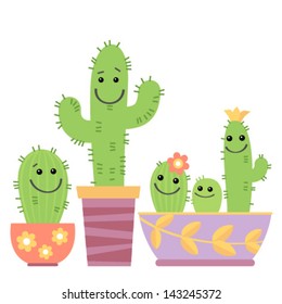 Few funny cartoon cactus